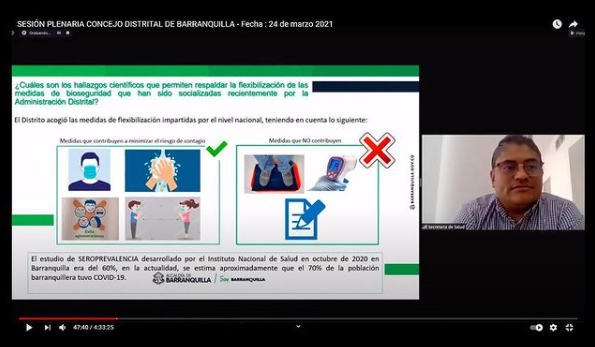Secretario de Salud Distrital rindió informe ante el  Concejo de Barranquilla